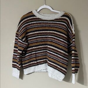 Primark Striped Crew Neck Sweater - Brown and Cream